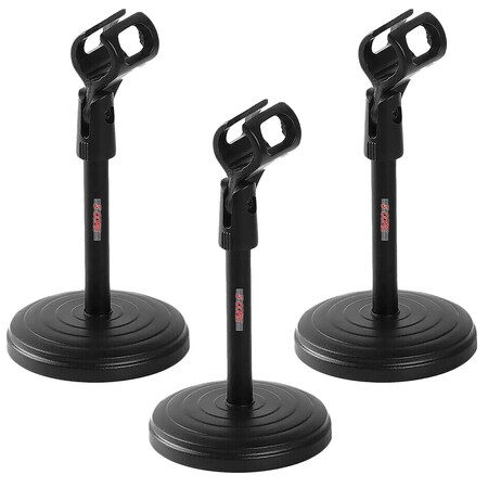 5 Core 3Pcs Premium Desktop Microphone Stand Mini Round Base w/ Foldable Mic Clip MS RBS 3PK